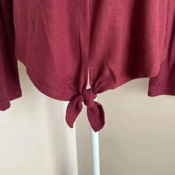 LC Couture Burgundy Jeweled Front Tie Sweater - Picture 6 of 14